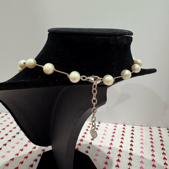 Pearl Necklace rope tied with rhinestone bead - Picture 4 of 7